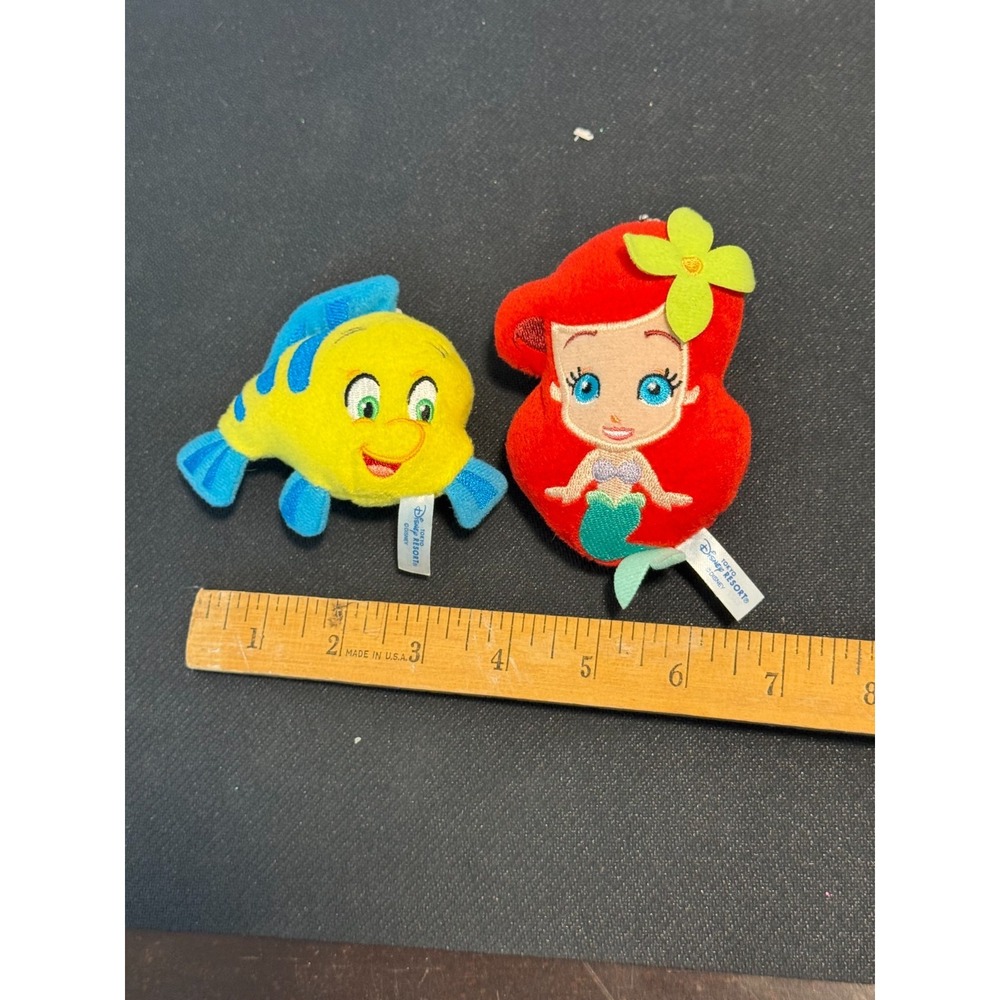Tokyo Disney Resort Little Mermaid Ariel & Flounder Plush Brooch Pin Mascot Set